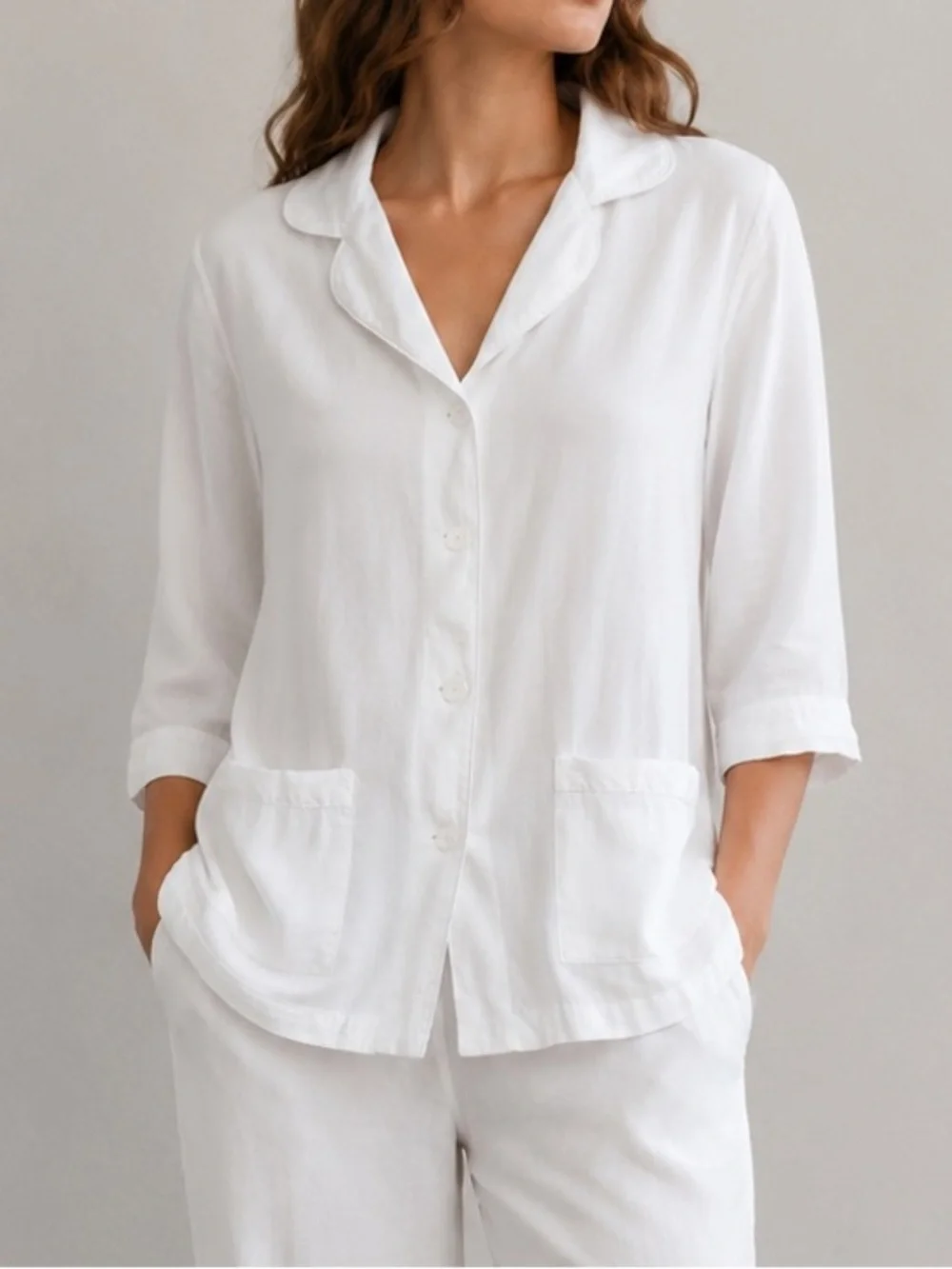 Sleeper Ostrich Feather White Button Down Sleepwear Luxury Loungewear Pajama Top